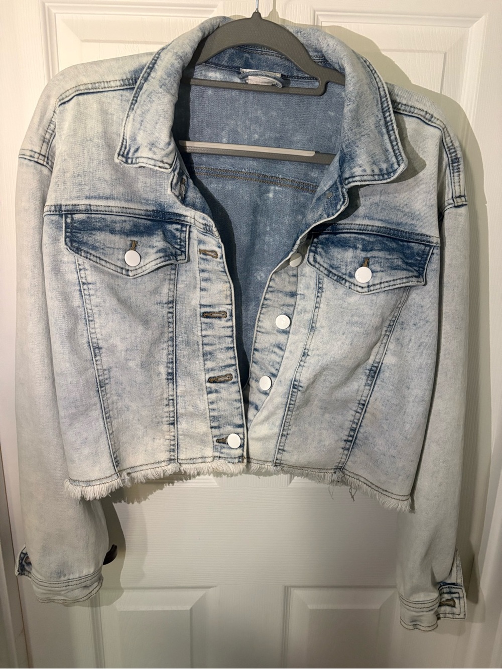 VENUS Light Blue Denim Jacket with Contrast Stitching and white buttons
